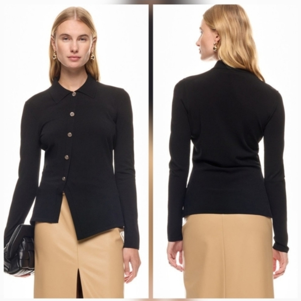 Tanya Taylor Levine Knit Top Knits Collared Long Sleeve Pull On